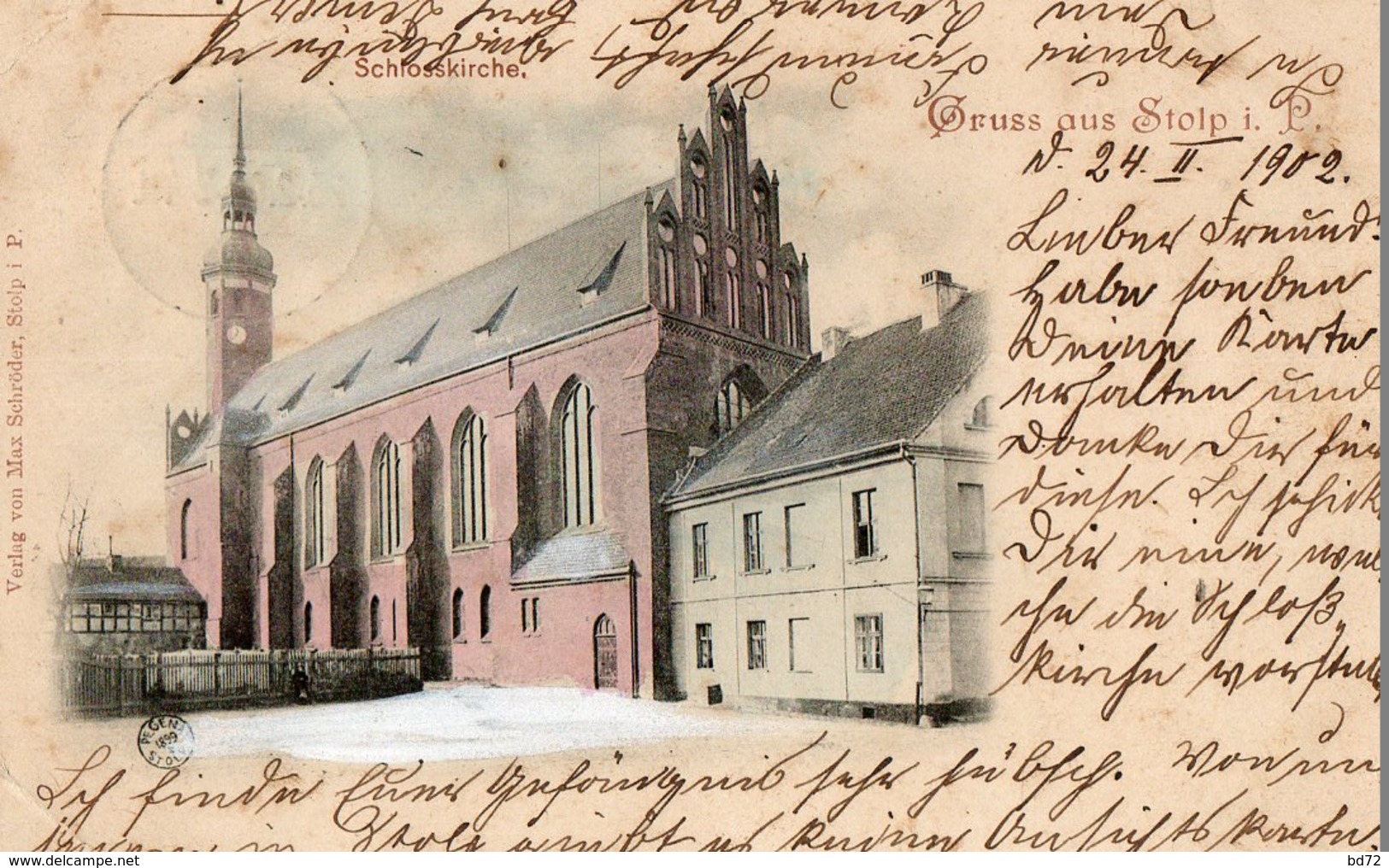 GRUSS AUS STOLP  ( SLUPSK, Pologne ), écrite En 1902 - Schlosskirche - Pologne