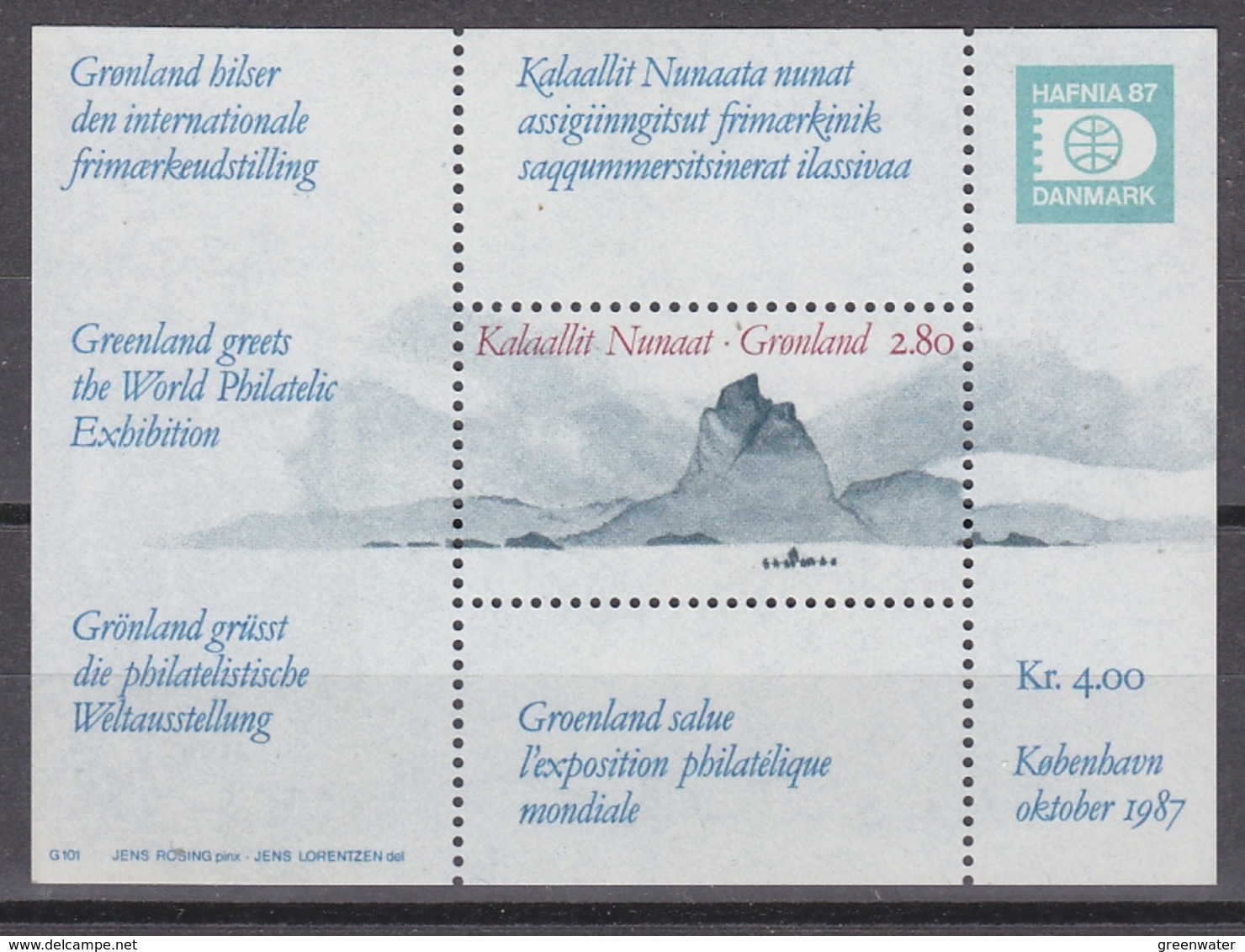 Greenland 1987 Hafnia M/s ** Mnh (42219) - Blocs