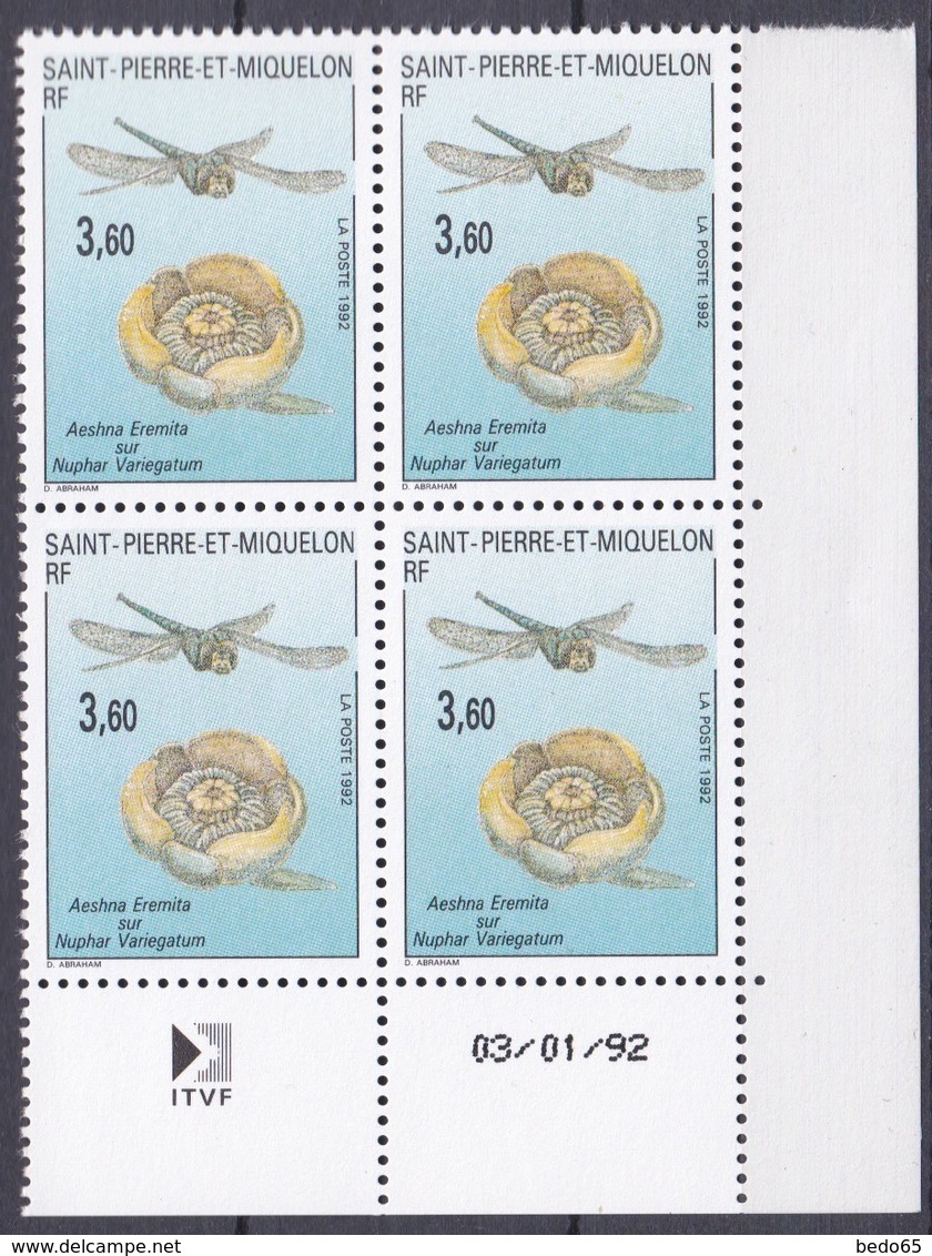 ST PIERRE ET MIQUELON  N° 560  NEUF** LUXE SANS CHARNIERE / MNH  COIN DATE 03.01.92 - Neufs