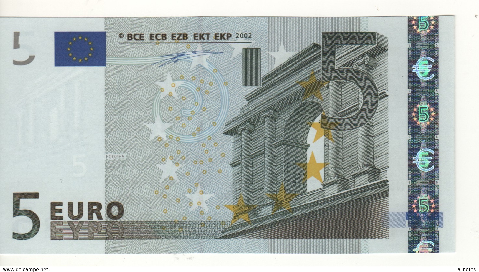 5 EURO  "N"  Austria   Firma Duisenberg     F 002 E5  /  FDS - UNC - 5 Euro