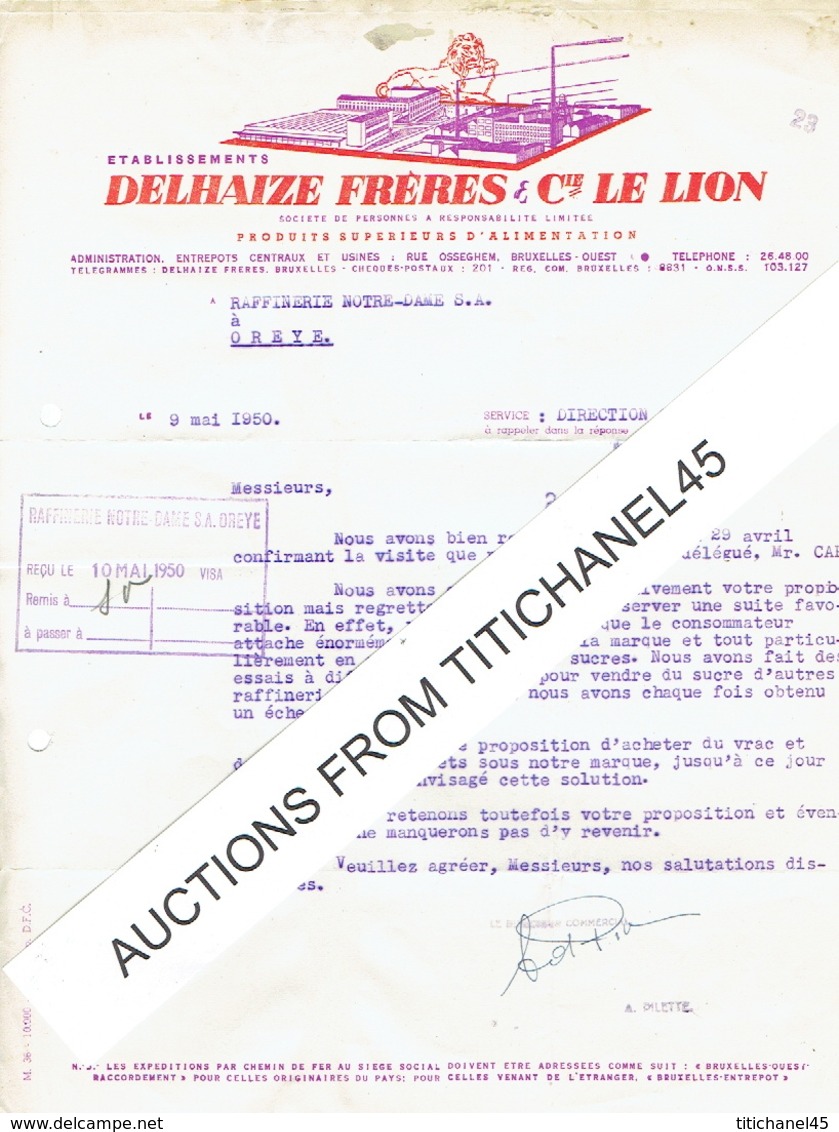 BRUXELLES -  Lettre De 1950 - Ets DELHAIZE FRERES & Cie LE LION - Produits D'alimentation - Autres & Non Classés