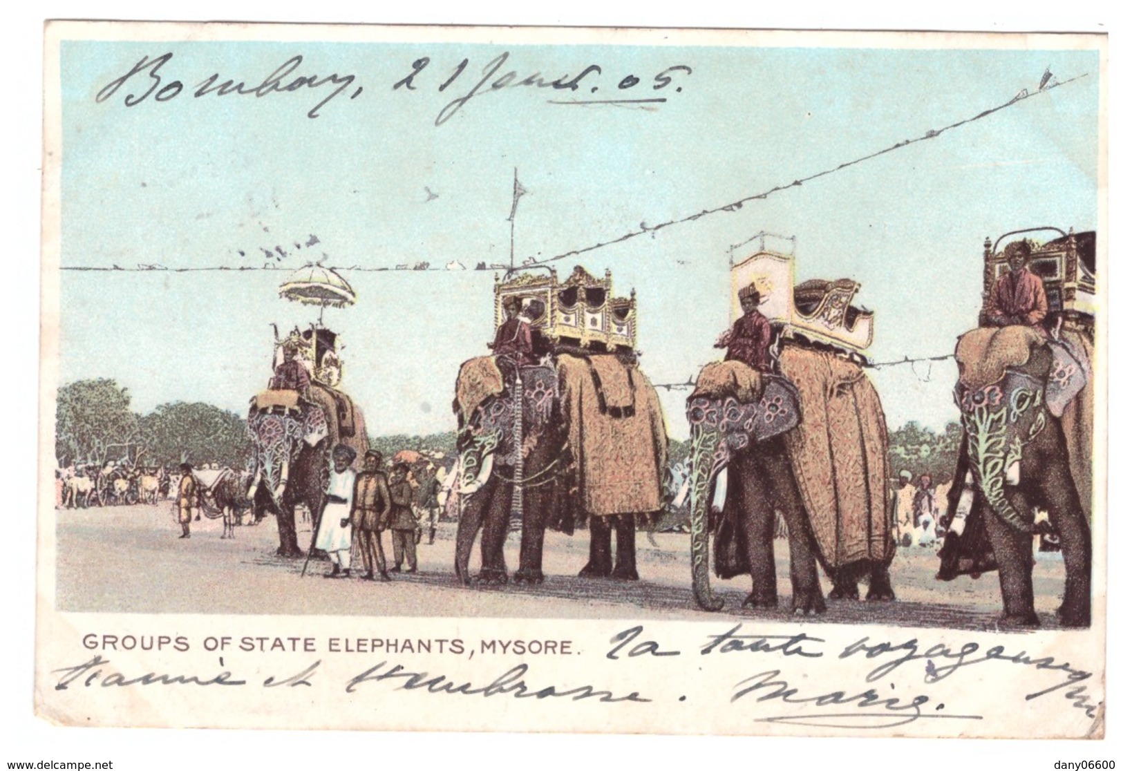 INDE - BOMBAY - GROUPS OF STATE ELEPHANTS, MYSORE   (carte Animée) - Inde