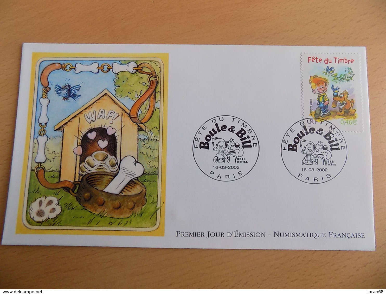 FDC France : Fête Du Timbre, Boule Et Bill - Paris 16/03/2002 - 2000-2009