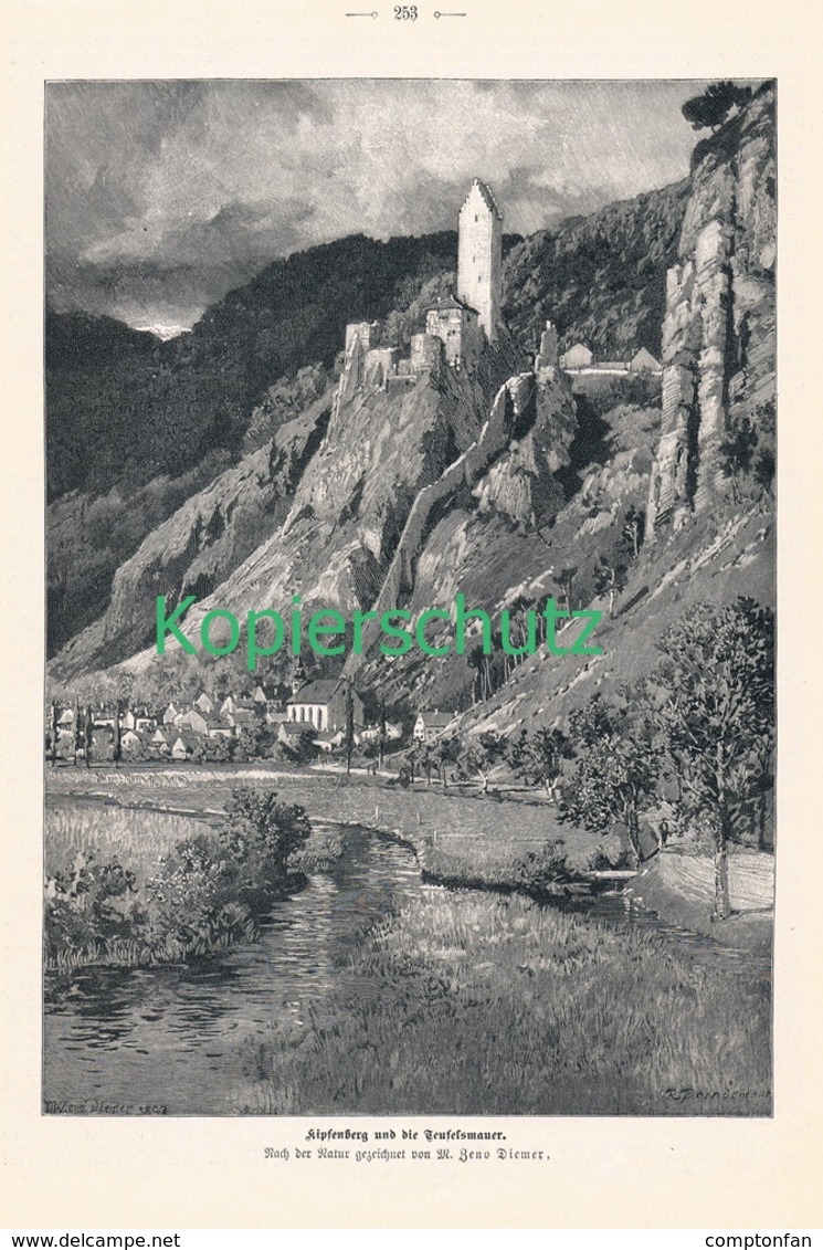 D101 188 Zeno Diemer Kipfenberg Burg Teufelsmauer Ca. 21 X 30 Cm 1898 !! - Sonstige & Ohne Zuordnung