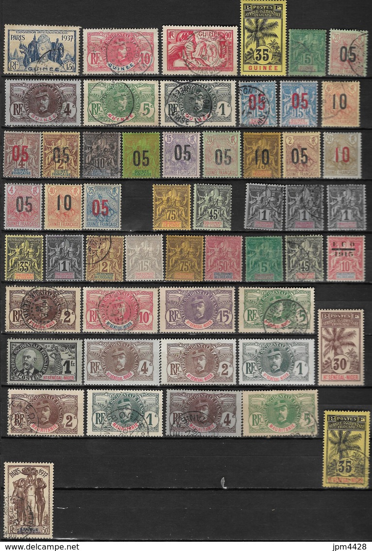 Colonie Lot De 53 Timbres Oblitérés, Neufs Avec Charniére - Guinée, Ets De L'Inde, Ets De L'Océanie, Mauritanie, Et - Lots & Kiloware (mixtures) - Max. 999 Stamps