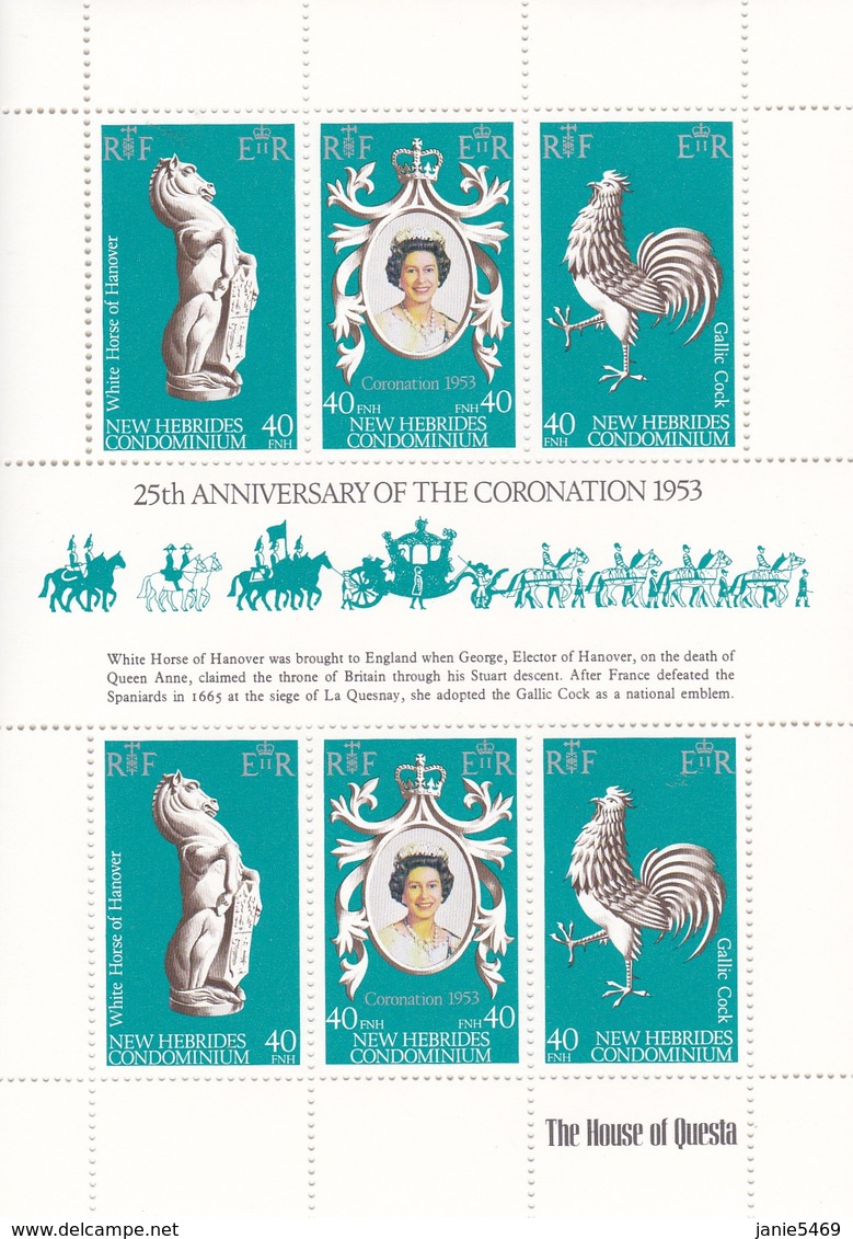 New Hebrides 1978 25th Anniversary Of Coronation Of QE II, Mint Never Hinged Sheetlet - Blocks & Sheetlets