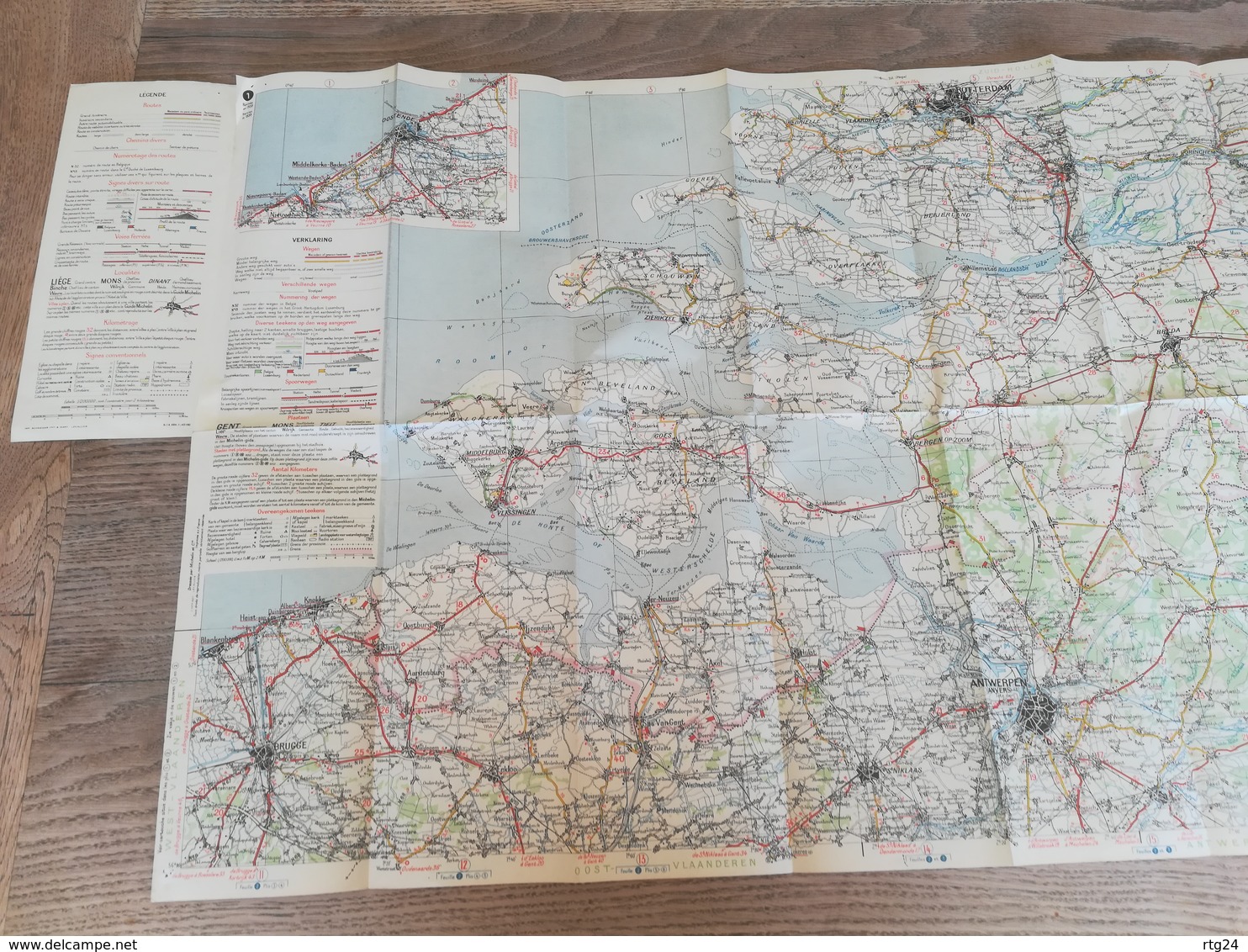 CARTE ROUTIERE MICHELIN N° 1 . ANTWERPEN - ROTTERDAM . CARTE DES ANNEES 1945 / 1950 . ( REVISEE EN 1939 ) .BON ETAT . - Cartes Routières