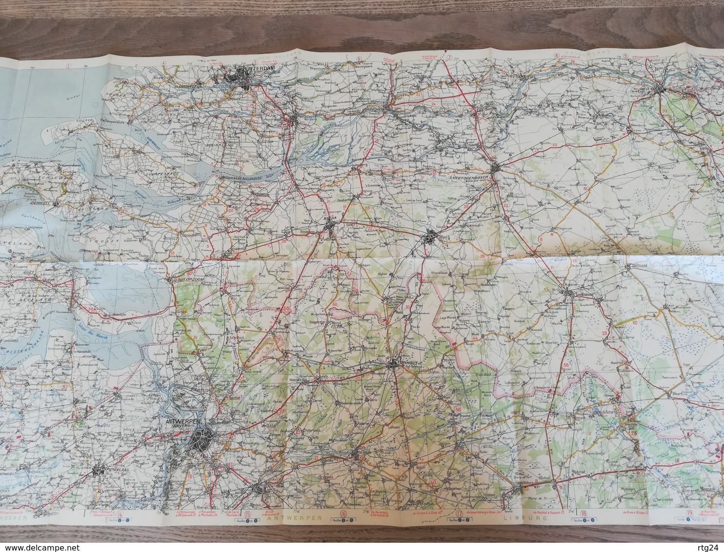 CARTE ROUTIERE MICHELIN N° 1 . ANTWERPEN - ROTTERDAM . CARTE DES ANNEES 1945 / 1950 . ( REVISEE EN 1939 ) .BON ETAT . - Cartes Routières