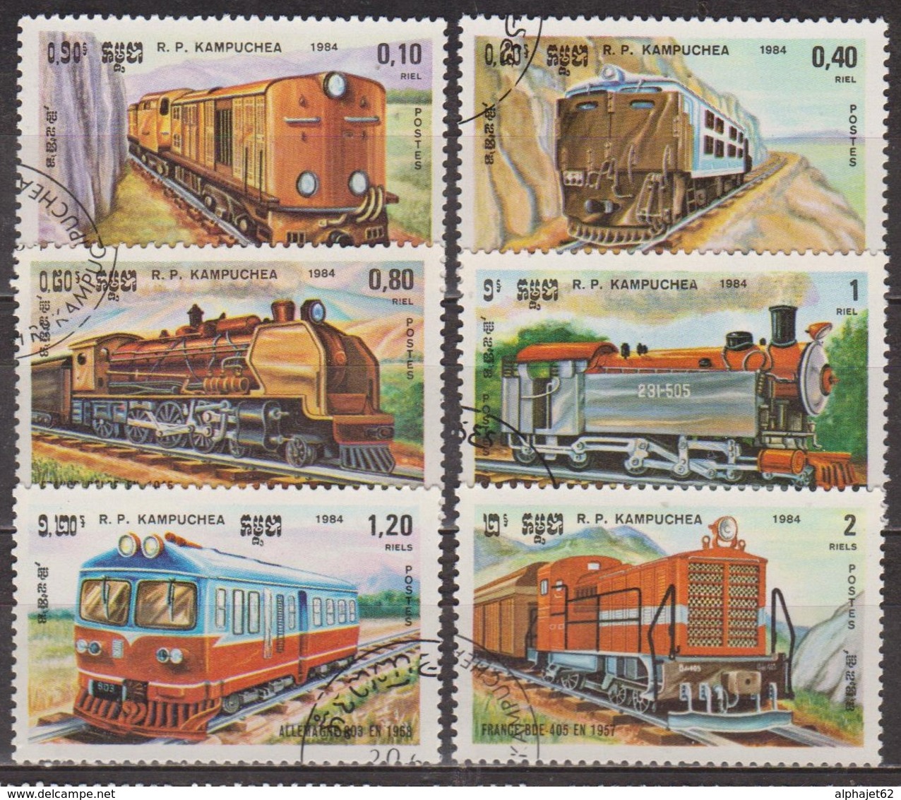 Transports - Chemins De Fer - KAMPUCHEA - Locomotives - France, Allemagne - N° 463 à 468 - 1984 - Kampuchea