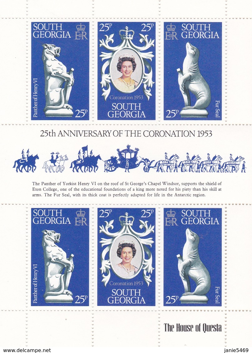 South Georgia 1978 25th Anniversary Of Coronation Of QE II, Mint Never Hinged Sheetlet - Géorgie Du Sud