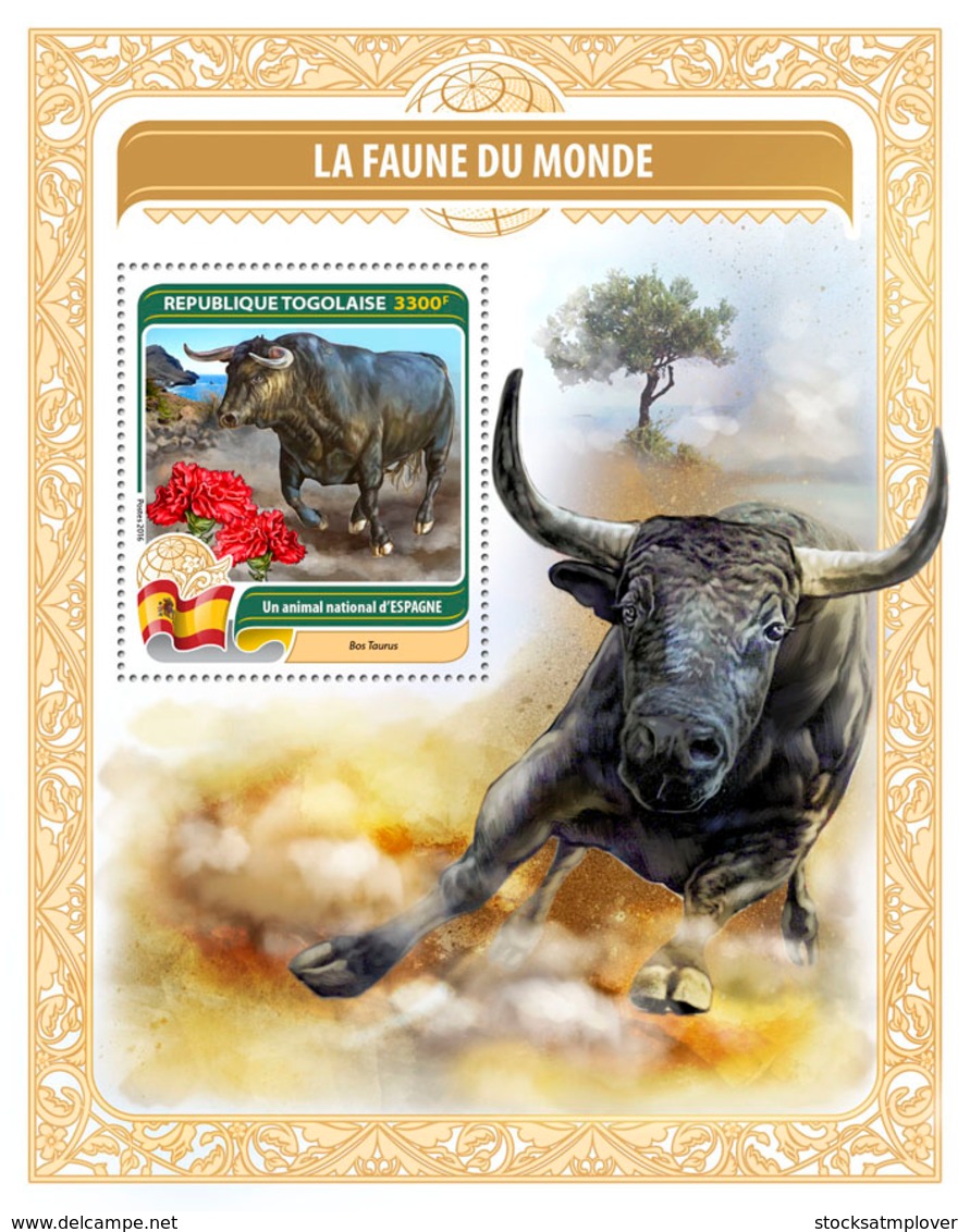 Togo  2016 Fauna  The World ,  National Animal Of Spain ,ox - Togo (1960-...)