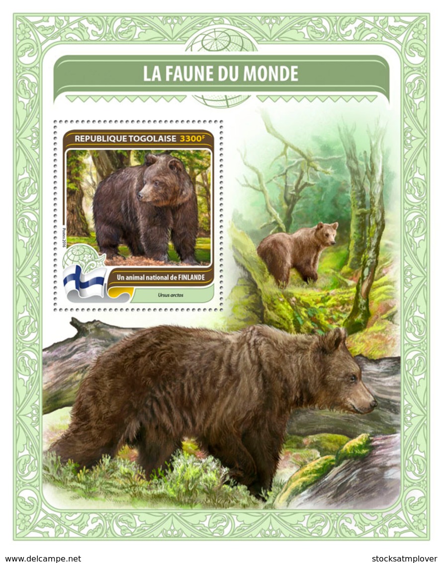 Togo  2016 Fauna  The World ,  National Animal Of Finland ,bear - Togo (1960-...)