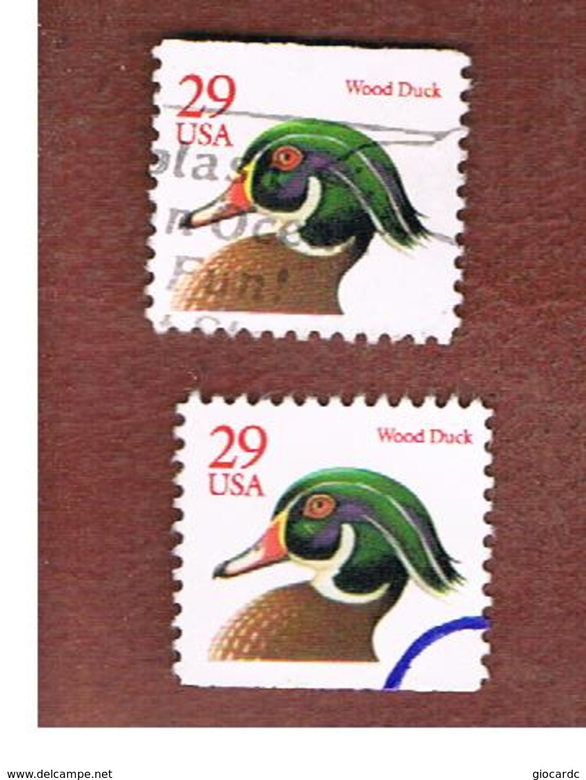 STATI UNITI (U.S.A.) - SG 2567 -    1991   WOOD DUCK (INSCRIPTION IN RED)  2 DIFFERENT PERFORTIONS   - USED - Used Stamps