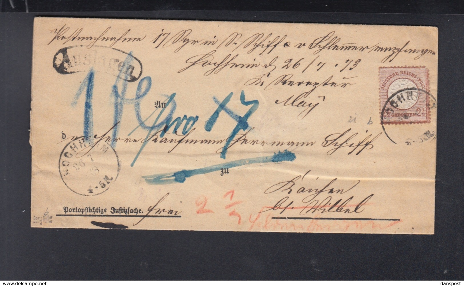 Dt. Reich Auslagen-Brief 1873 Hochheim - Storia Postale