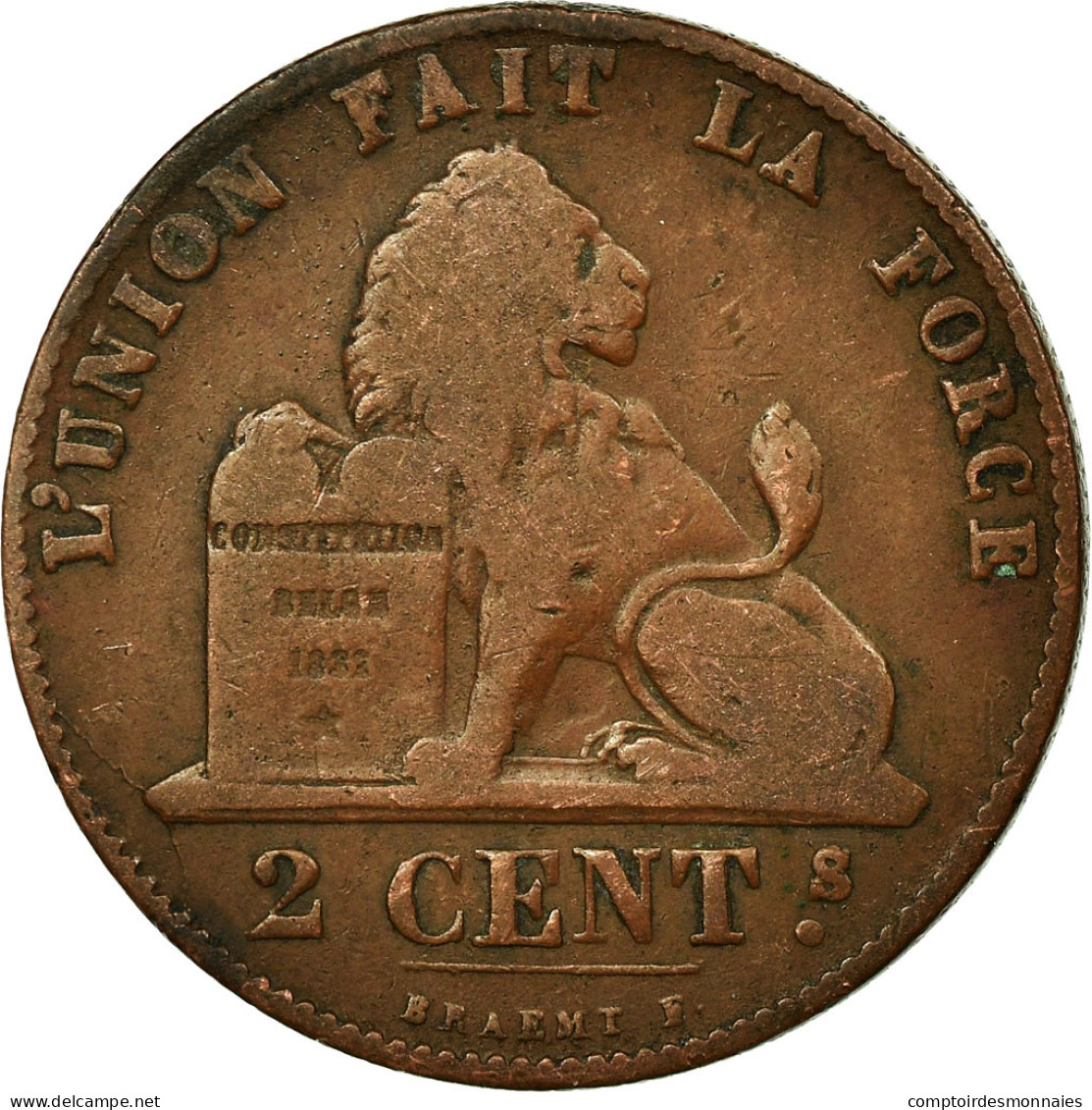 Monnaie, Belgique, Leopold I, 2 Centimes, 1856, TB, Cuivre, KM:4.2 - 2 Cents