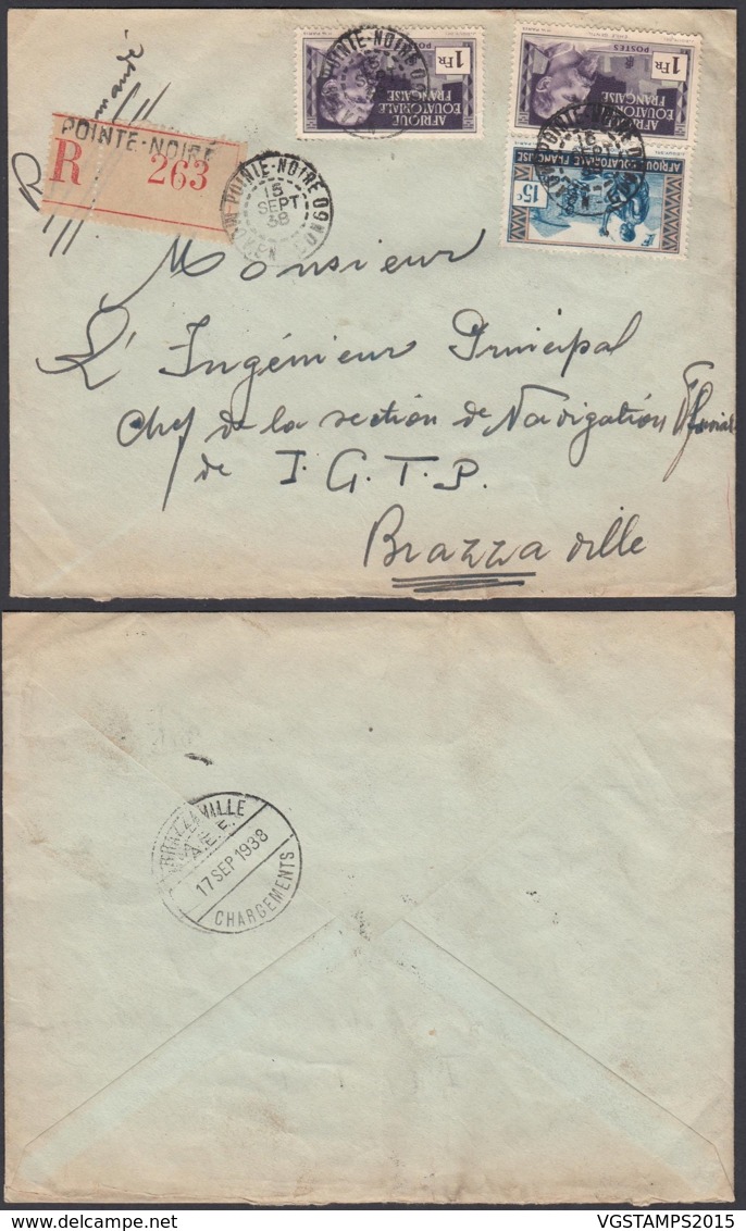 AEF - Lettre Yv38+51x2 De Pointe Noire Vers Brazzaville 15/09/1938 (7G29710) DC2560 - Brieven En Documenten