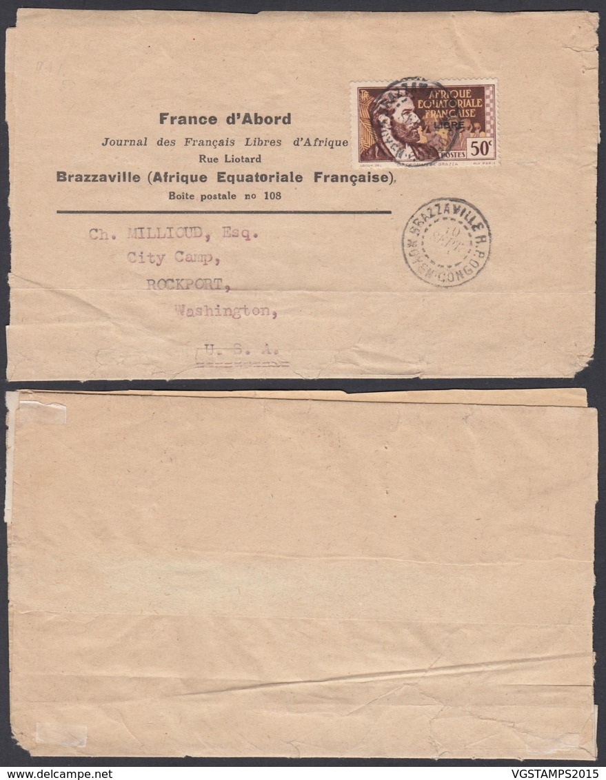 AEF - Lettre Yv107 Sur Imprimé De Brazzaville Vers  USA 10/09/1941 (7G29710) DC2564 - Storia Postale