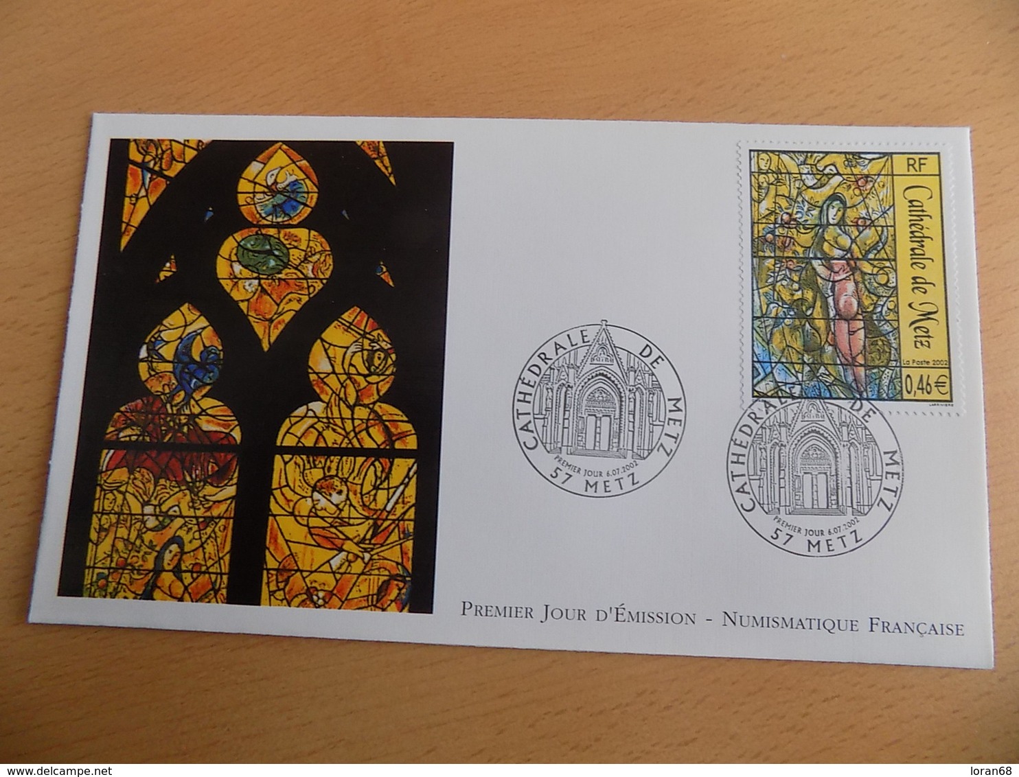 FDC France : Cathédrale De Metz, Vitrail Chagall - Metz 06/07/2002 - 2000-2009