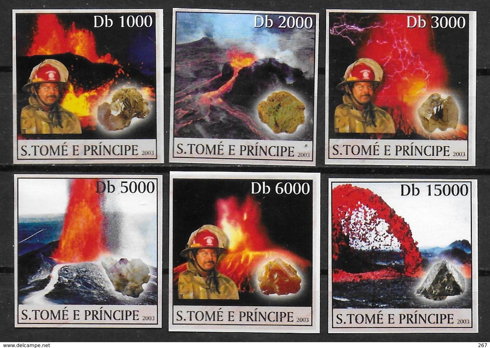 SAINT THOMAS ET PRINCE   N°1386/91 * * NON DENTELE  Pompiers Mineraux Volcans - Volcanos