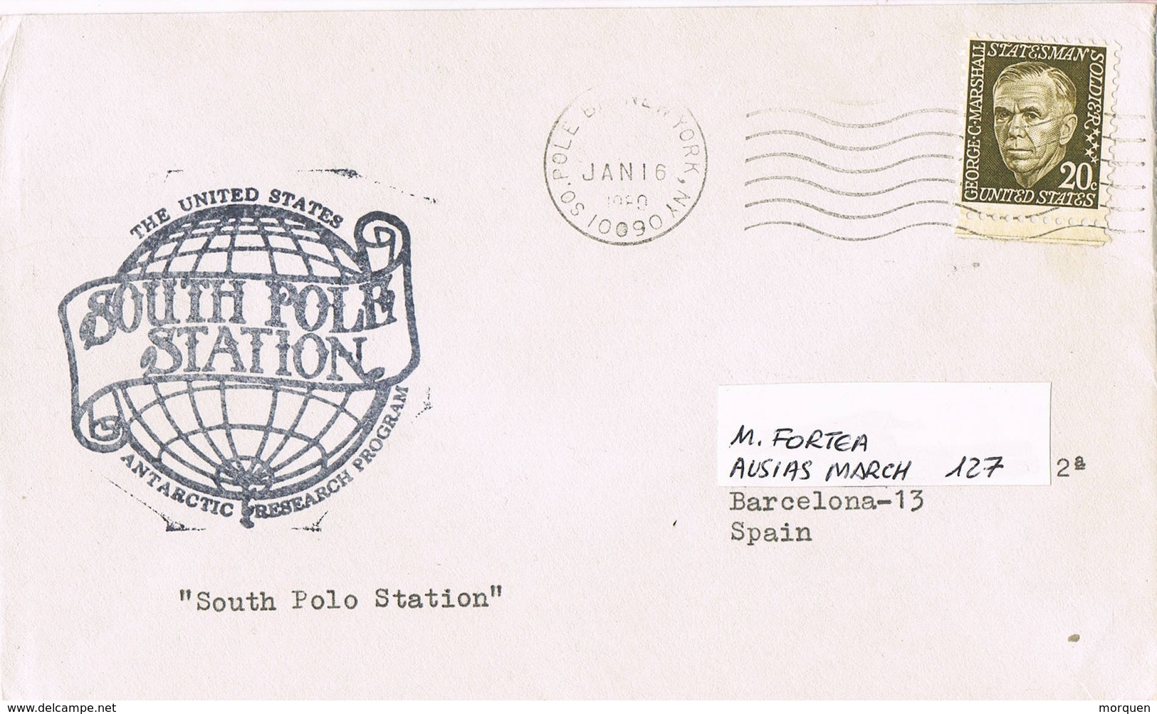 32008. Carta SOUTH POLE Station - Newq York 1980. Antarctic Research Program - Cartas & Documentos