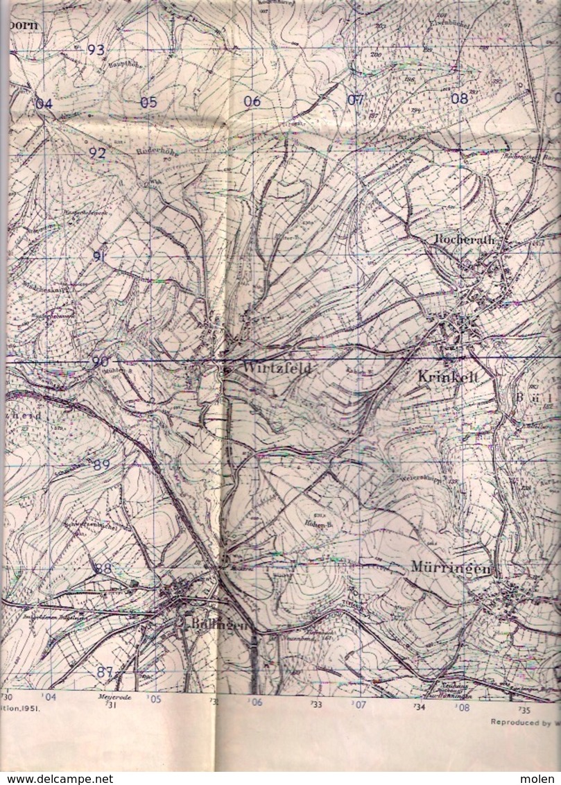 GB WAR OFFICE KARTE 1/25.000 ELSENBORN ©1944 BÜTGENBACH MÜRRINGEN KRINKELT WIRTZFELD BÜLLINGEN NIDRUM WEYWERTZ S472