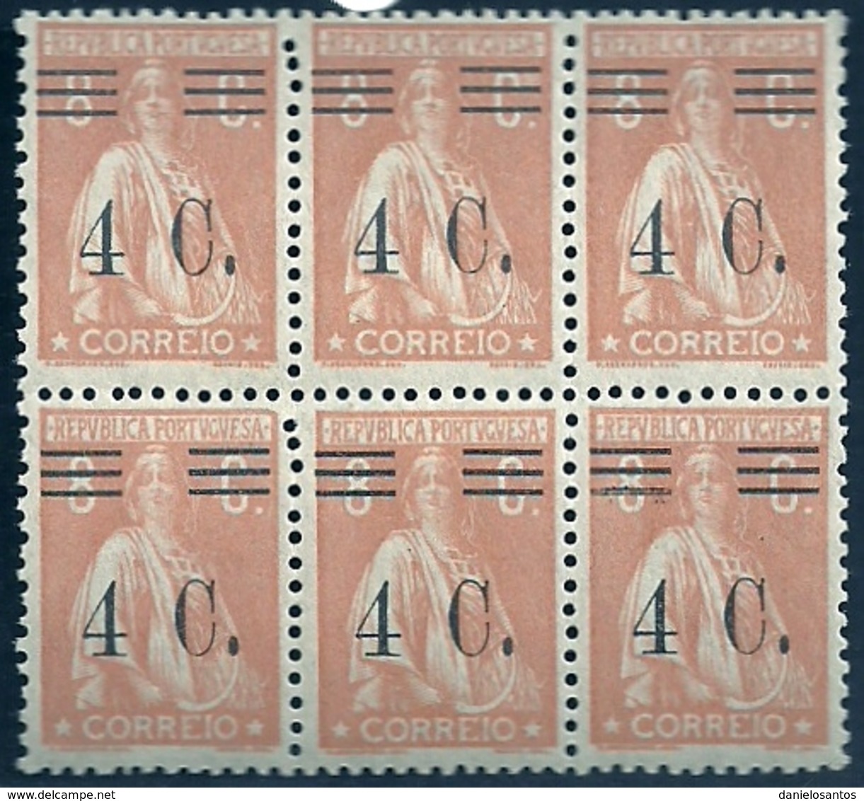 Portugal 1928-29 Ceres Surcharged In Black - Ceres Com Sobertaxa Blcok Of 6 MNH - Post