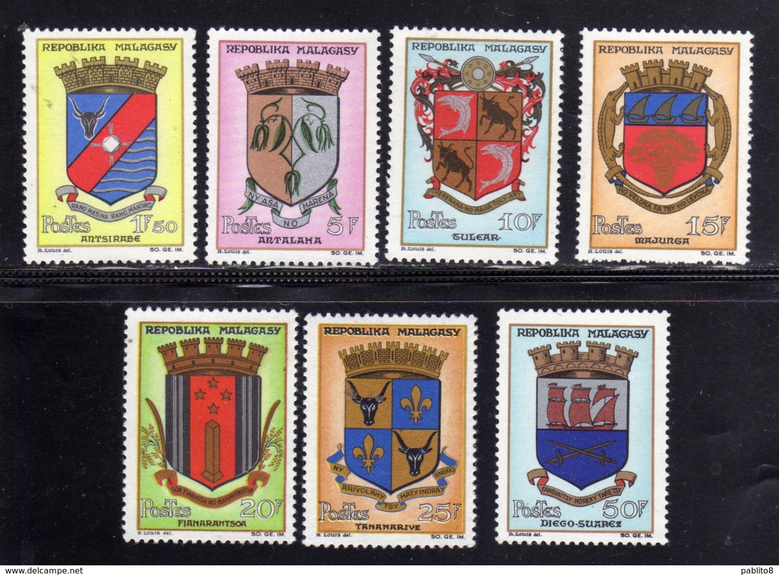 MADAGASCAR MALGACHE MALGASY REPUBLIC 1963 1965 COAT OF ARMS ARMOIRIES STEMMI COMPLETE SET SERIE COMPLETA MNH - Madagascar (1960-...)