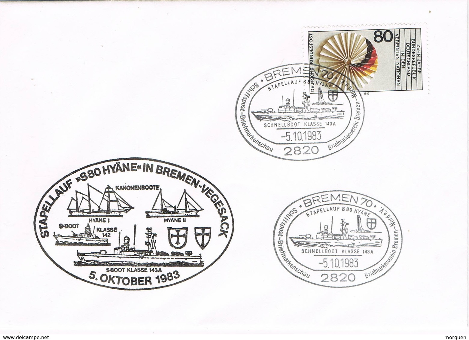 32011. Carta BREMEN (Alemania Federal) 1983. Stapellauf S80 HYANE. Schnellboot. Ship, Barco - Cartas & Documentos