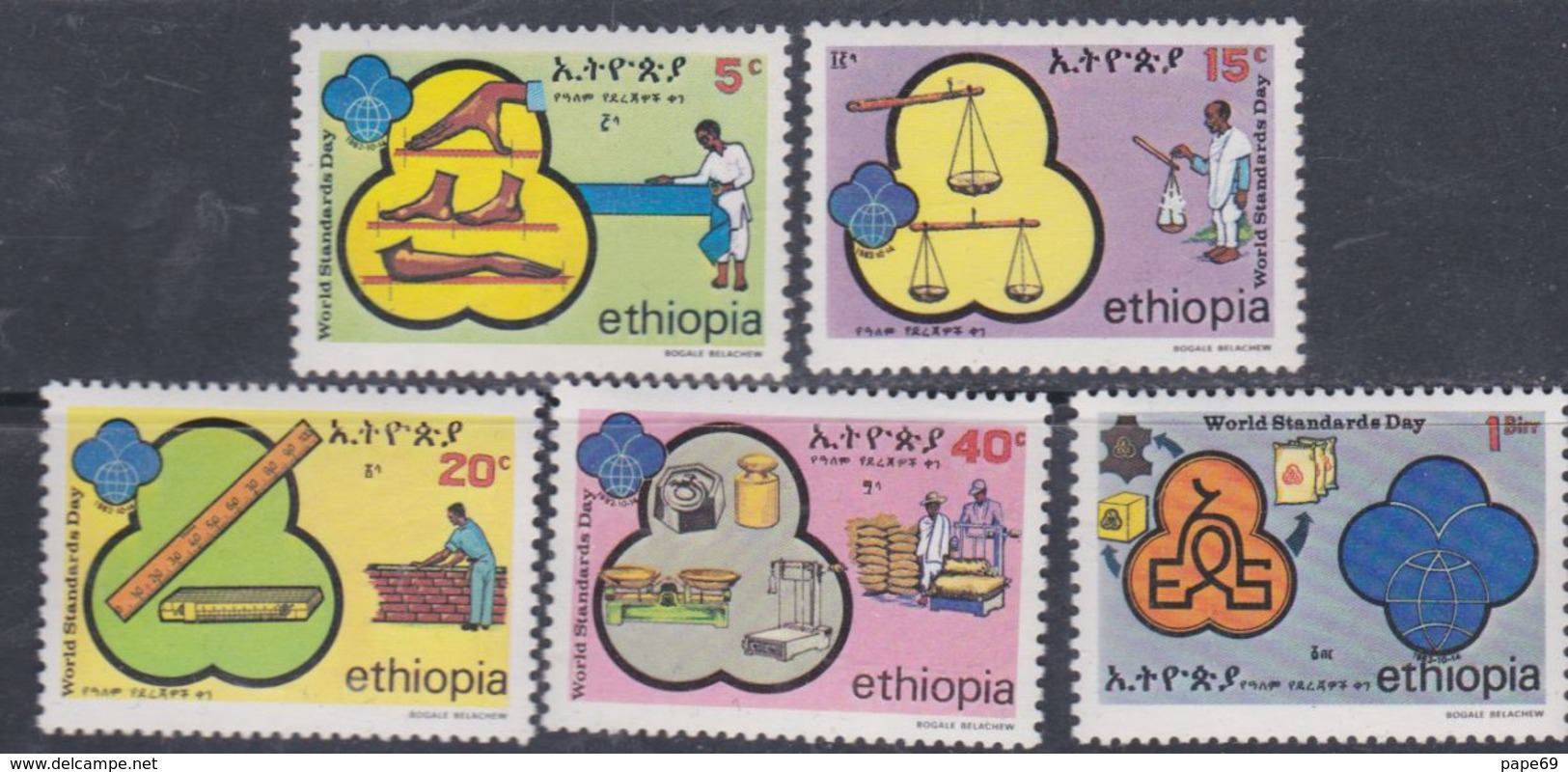 Ethiopie N° 1055 / 59 XX  Journée Mondiale Du Système Métrique,  Les 5 Valeurs Sans Charnière, TB - Ethiopie