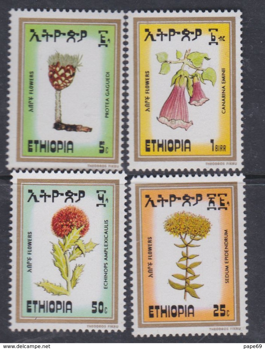 Ethiopie N° 1094 / 97 XX  Flore : Fleurs,  Les 4 Valeurs Sans Charnière, TB - Ethiopie
