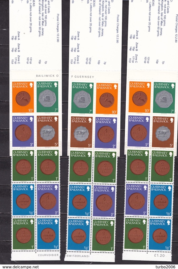 GUERNSEY 1980-1981 Coins 9 MNH Booklets Mi H 7 / 15 - Guernsey