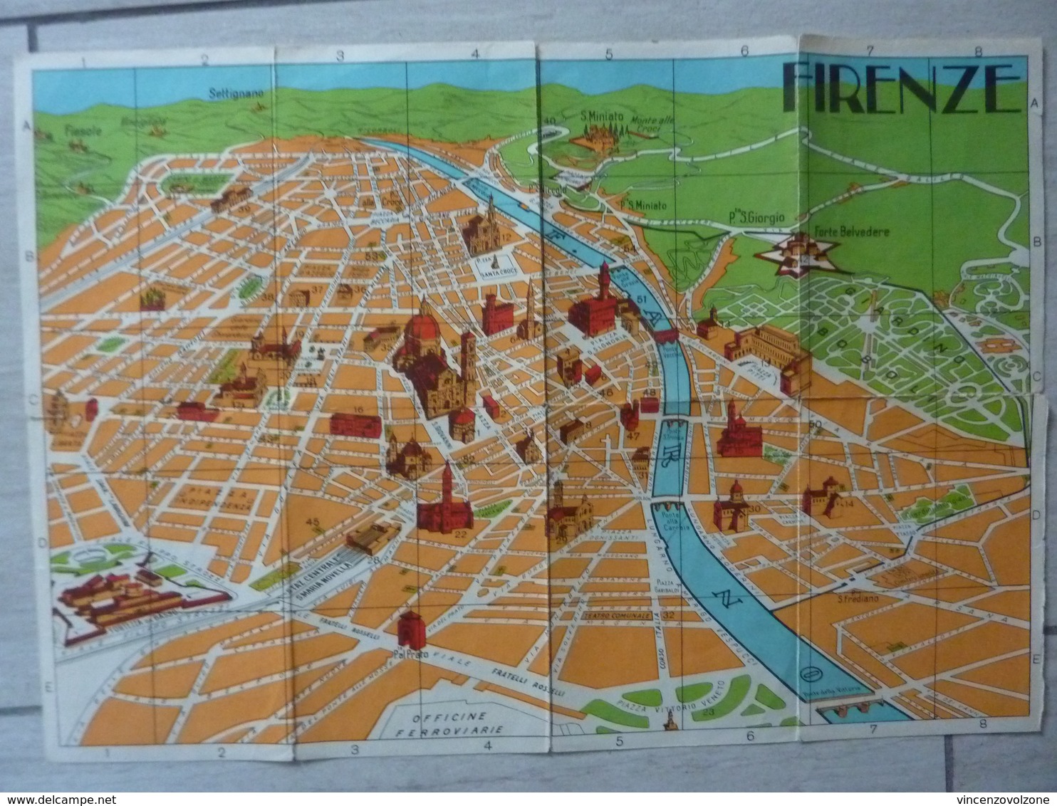 Pianta A Colori Di Firenze Anni '60 - Mapas Topográficas