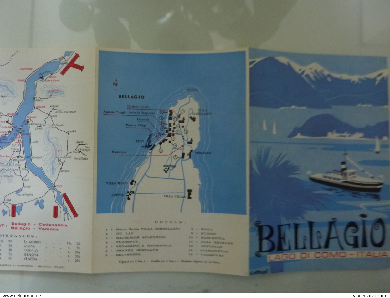 Pieghevole A Colori "BELLAGIO Lago Di Como" Anni '60 - Carte Topografiche