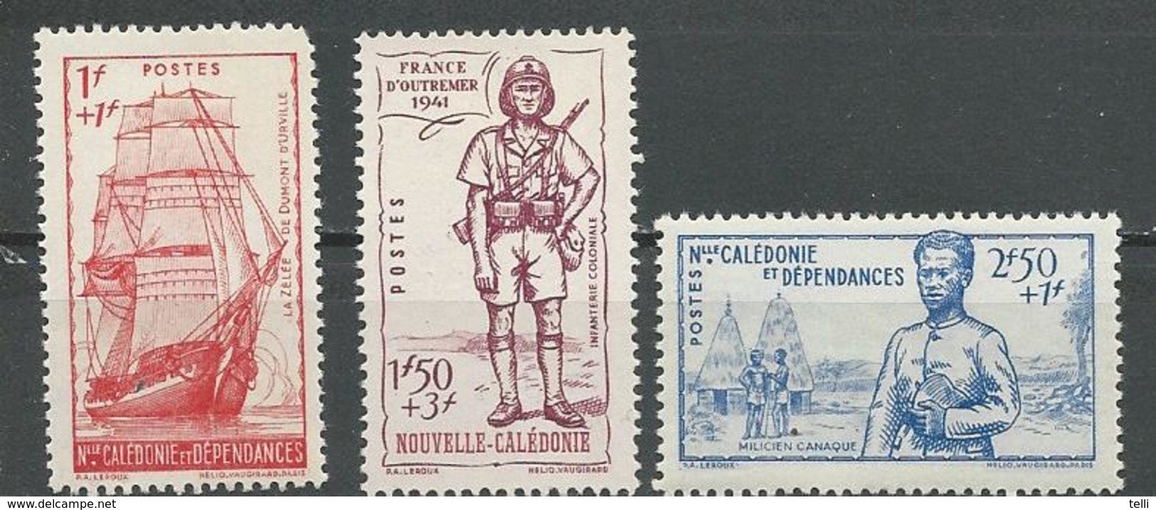 NLLE CALÉDONIE Scott B10-B12 Yvert 190-192 (3) *VLH Cote 10,00 $ 1938 - Unused Stamps