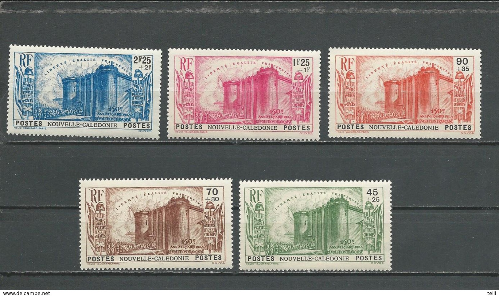 NLLE CALÉDONIE Scott B5-B9 Yvert 175-179 (5) *VLH Cote 70,00 $ 1939 - Unused Stamps