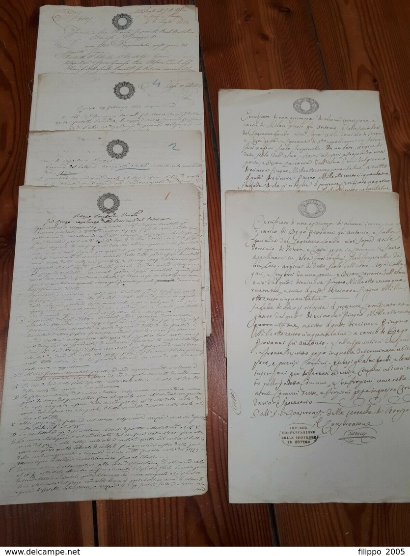 1853 LOMBARDO VENETO ROVIGO 6 DOCUMENTI CARTA BOLLATA ATTI NOTARILI - Manoscritti