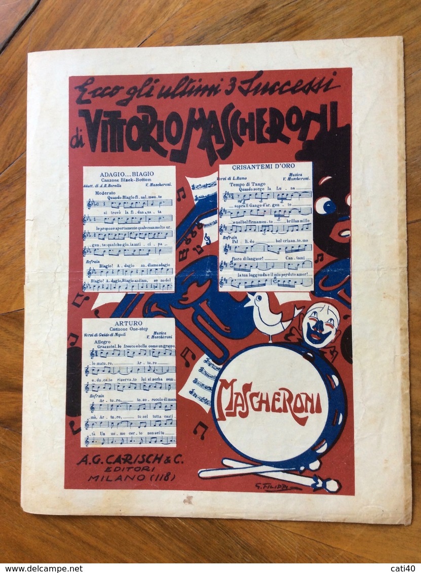 SPARTITO MUSICALE VINTAGE GRISANTEMI D'ORO Di Ramo-Mascheroni  COPERTINA DI G.FILIPPI ED. A.G.GARISCH & C. MILANO 1920 - Musica Popolare