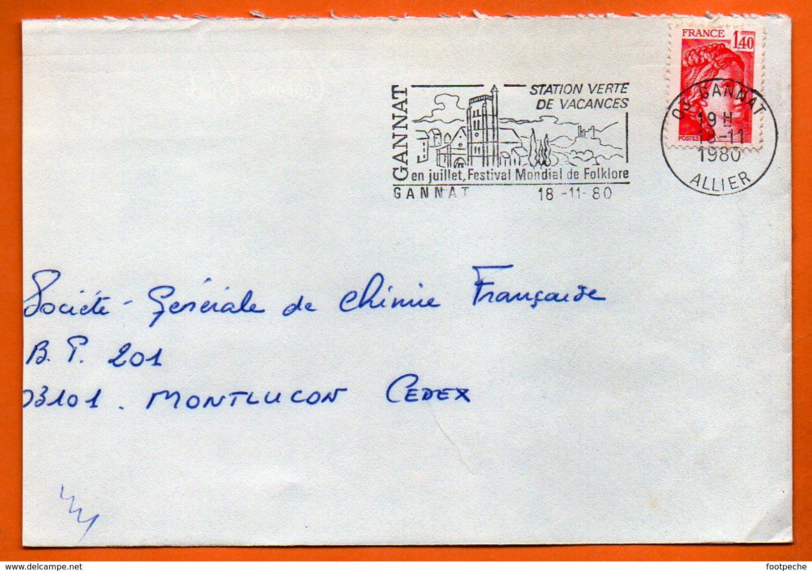 03 GANNAT  FOLKLORE  1980   Lettre Coupée N° MM 588 - Mechanical Postmarks (Advertisement)