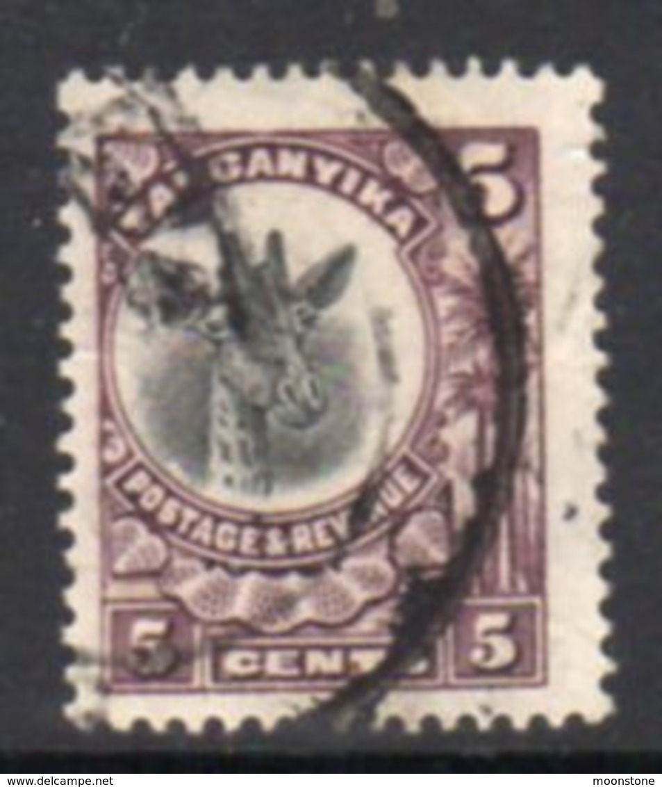 Tanganyika GV 1922-4 'Giraffe' Definitive 5c Slate-purple Value, Used, SG 74 (BA) - Tanganyika (...-1932)