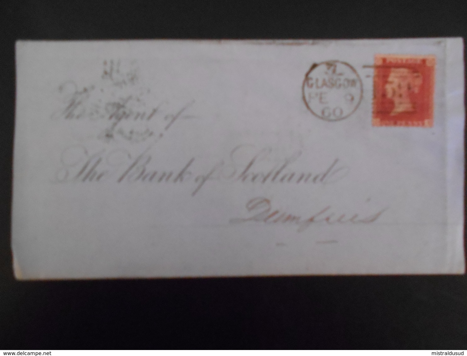 Grande-bretagne Fragment De Glasgow 1860 Pour Dumfries - Briefe U. Dokumente