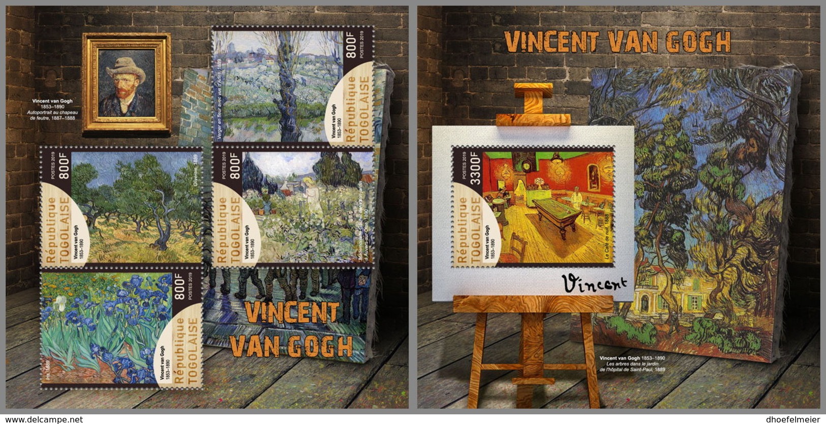 TOGO 2019 MNH Vincent Van Gogh Paintings Gemälde Peintures M/S+S/S - OFFICIAL ISSUE - DH1912 - Autres & Non Classés