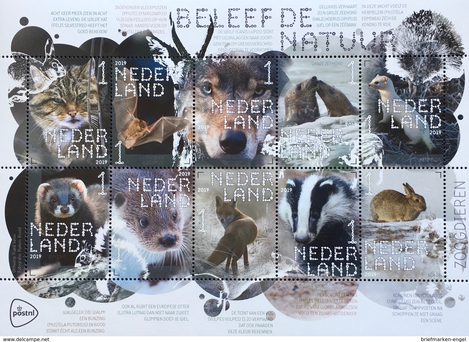 Niederlande 2019 Neuheit Säugetiere Fauna Tiere Dachs Fuchs Otter Hermelin - Ungebraucht