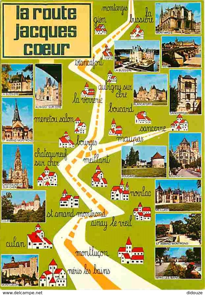 18 - Cher - Route De Jacques Coeur - Multivues - Carte Géographique - Voir Scans Recto-Verso - Autres & Non Classés