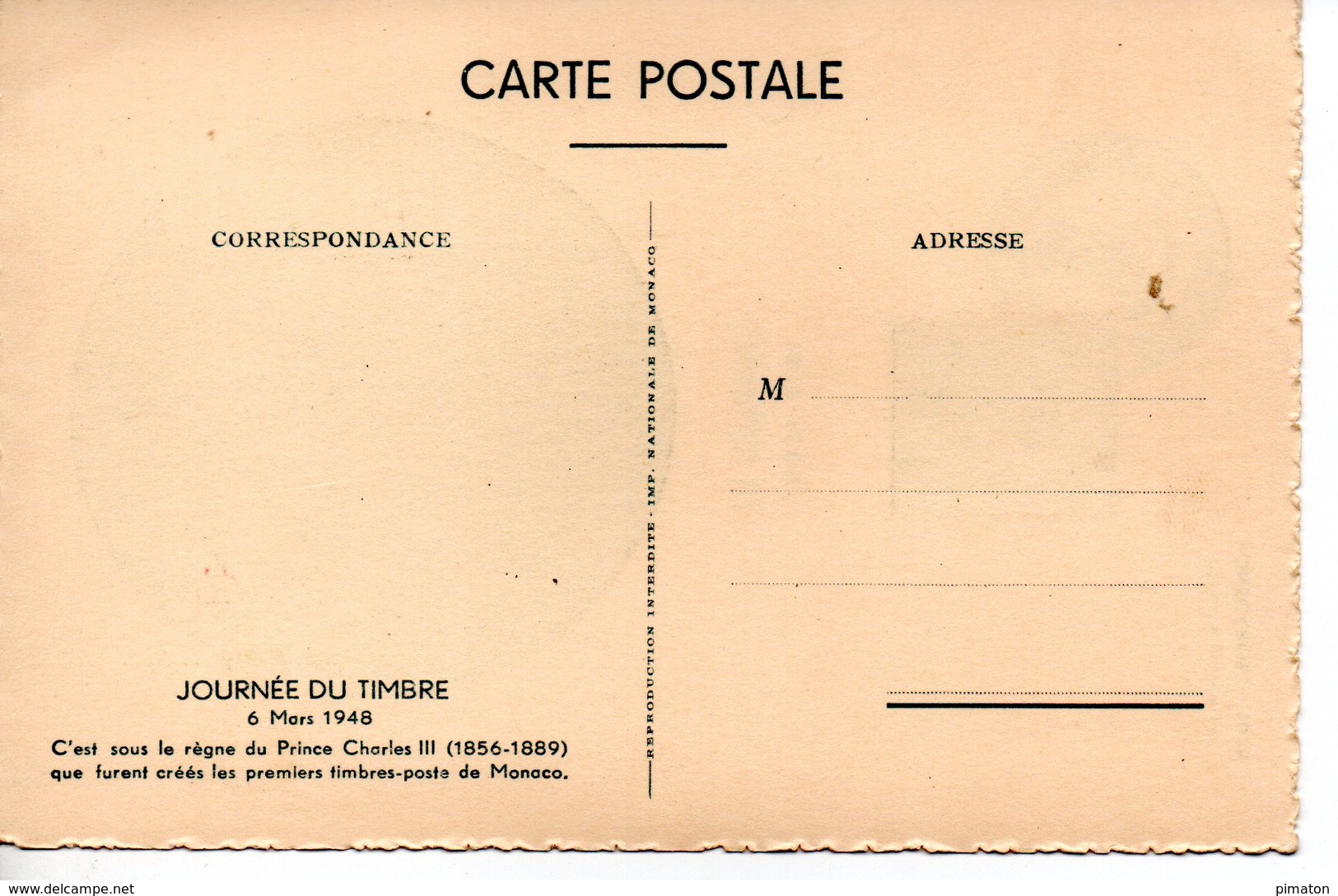 MONACO - JOURNEE DU TIMBRE ( 6 Mars 1948 ) - Colecciones & Lotes