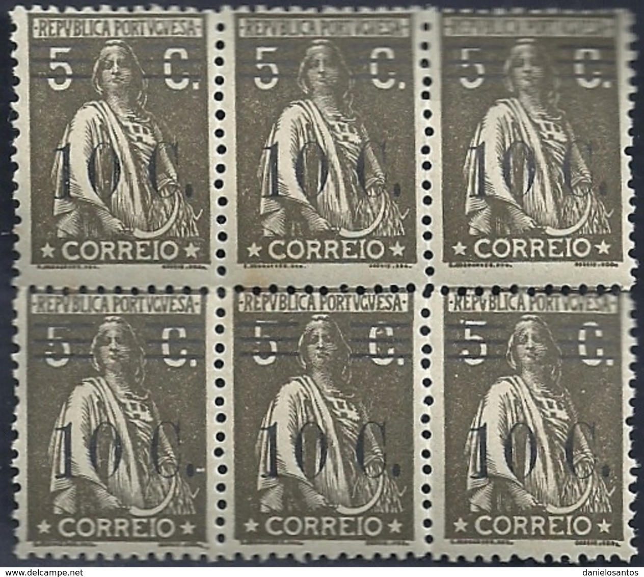 Portugal 1928-29 Ceres Surcharged In Black - Ceres Com Sobertaxa Block Of  6 MNH - Post