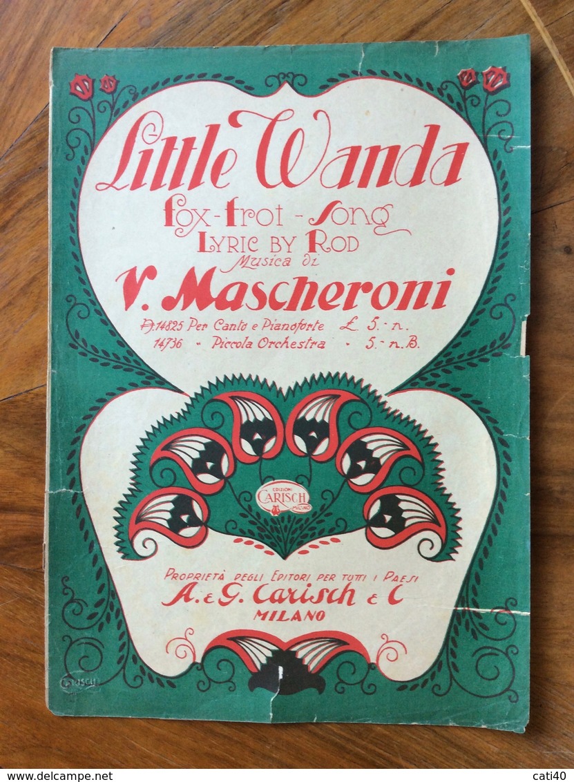 SPARTITO MUSICALE VINTAGE  LITTLE WANDA  Di VITTORIO MASCHERONI  CON FOTO   ED. A.G.CARISCH & C. MILANO - Scholingsboek
