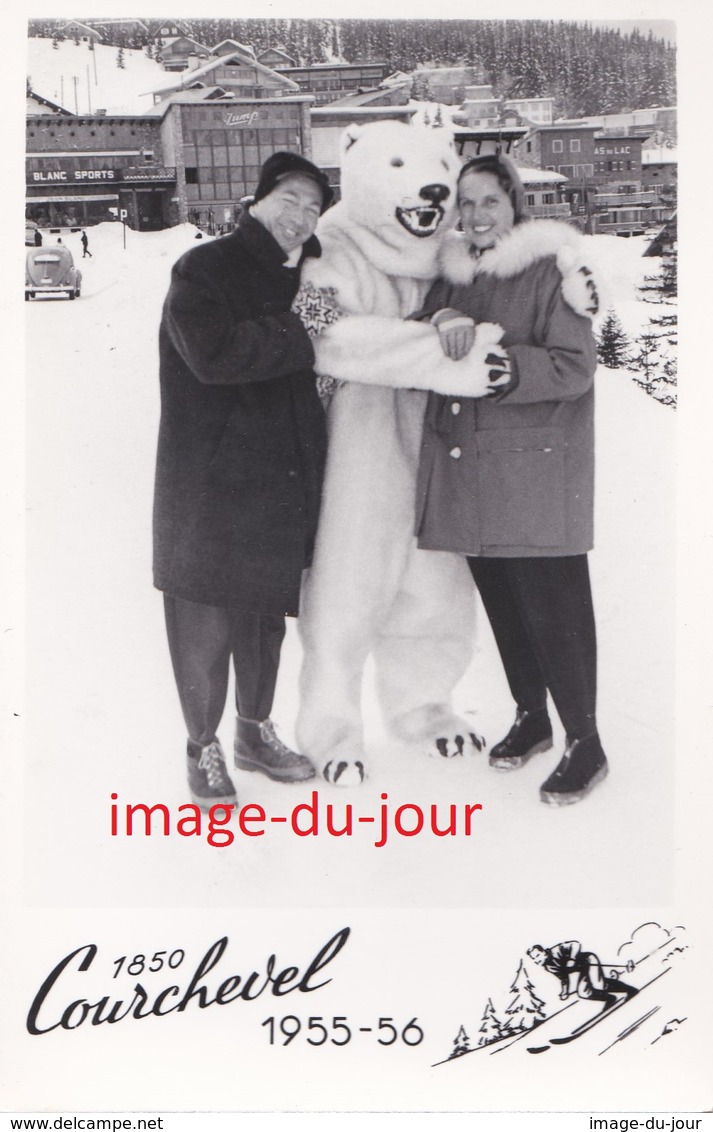 Photo Ancienne  OURS BLANC DÉGUISEMENT COURCHEVEL - Personnes Anonymes