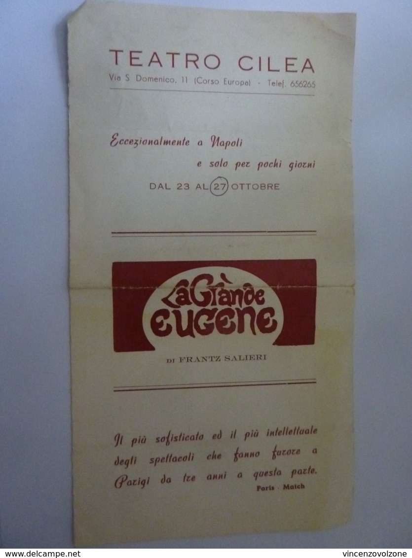 Pieghevole "TEATRO CILEA  - La Grande Eugene" Anni '70 - Programmi