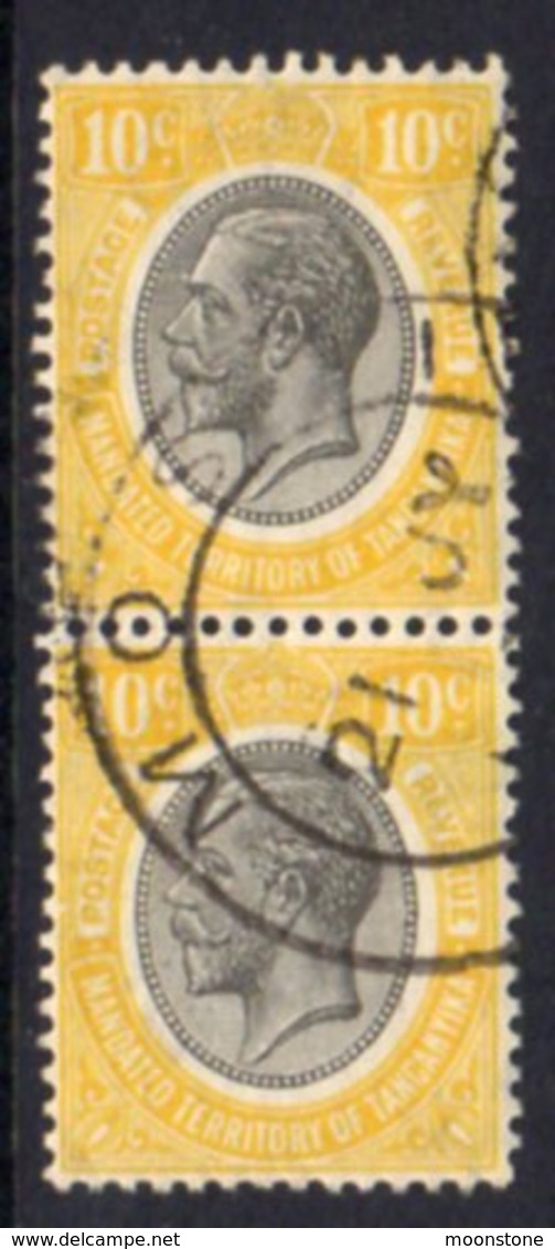 Tanganyika GV 1927-31 10c Yellow Vertical Pair Definitive, Used, SG 94 (BA) - Tanganyika (...-1932)