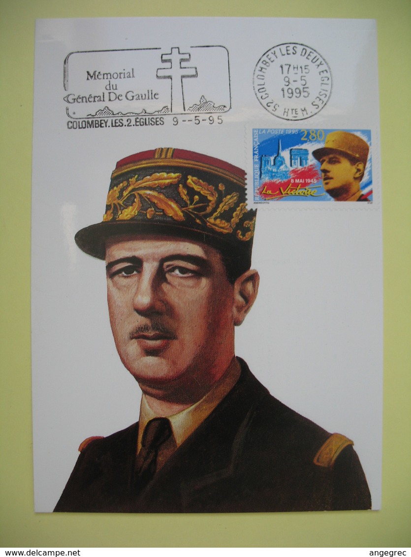 Carte 1995  Charles De Gaulle Cachet Colombey Les Deux Eglises - De Gaulle (General)